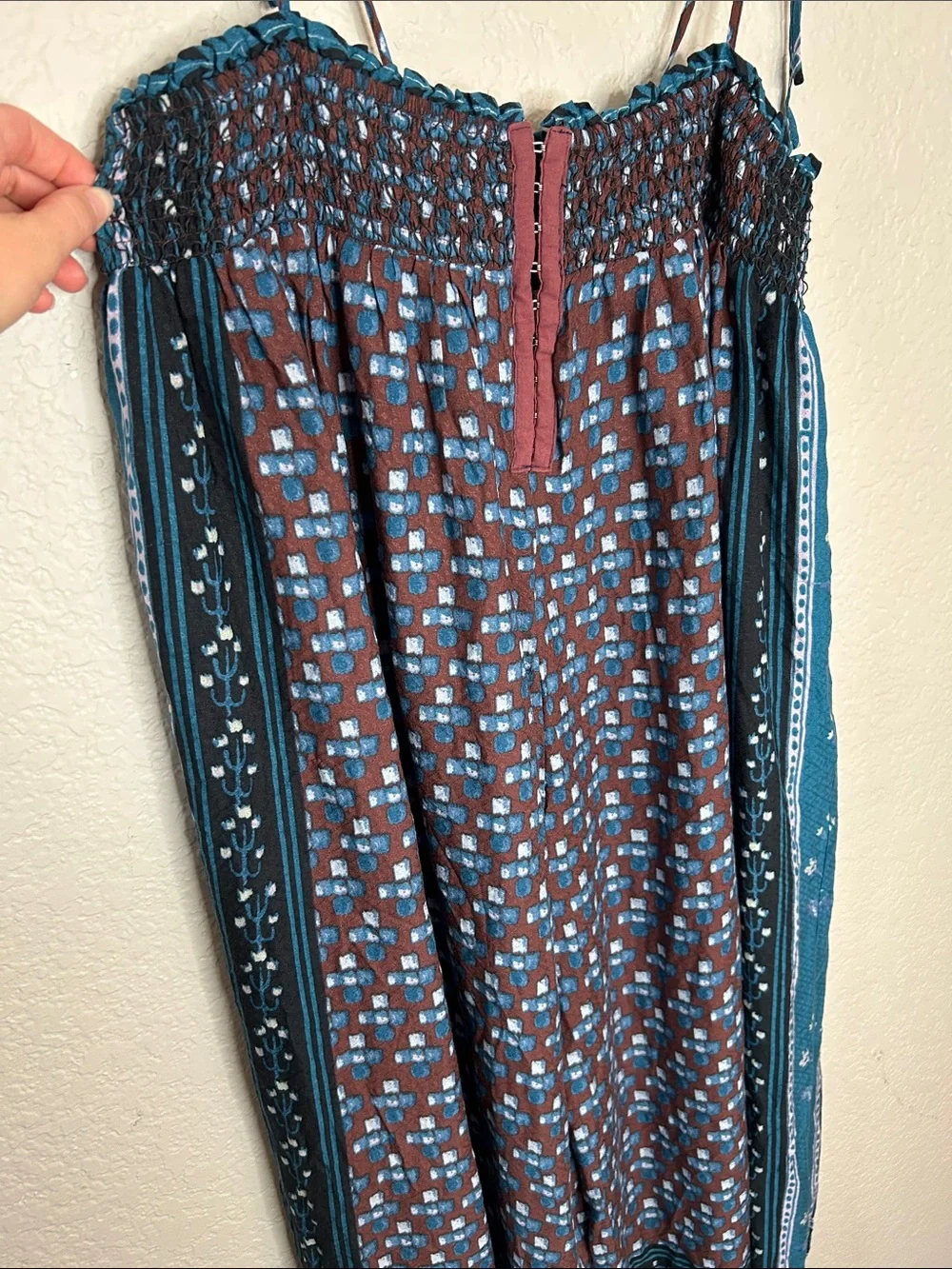 NWT Free People Rule The World Maxi Romper Jumpsuit Small Blue Combo